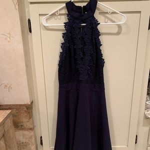 Navy halter mini dress